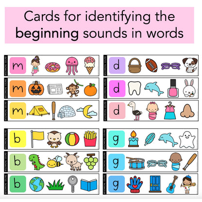 Phonics Clip Cards | Identifying Sound | Reading Centres