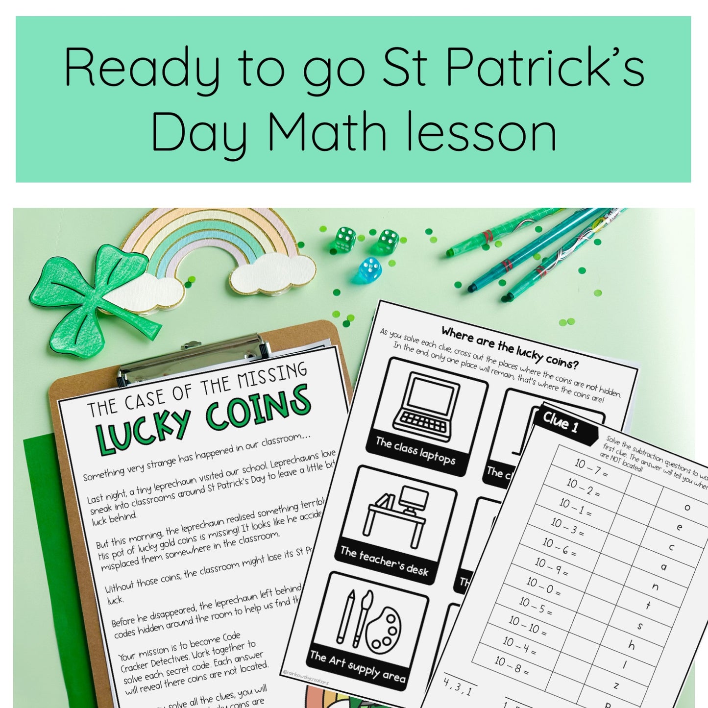 St Patrick's Day Math Code Cracker  (Grade 1 & 2)