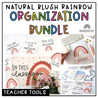 Classroom Decor BUNDLE | Classroom Organisation [Neutral Rainbow Theme]