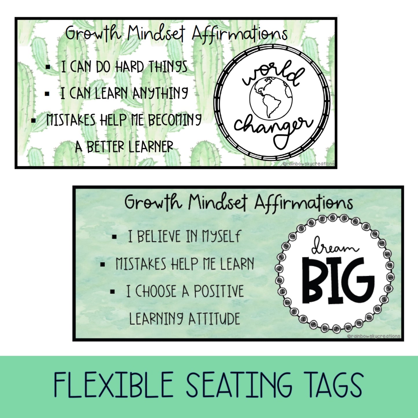 Growth Mindset Affirmations For Flexible Seating