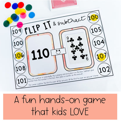 Subtraction Flip It  Games - Subtraction Math Centres
