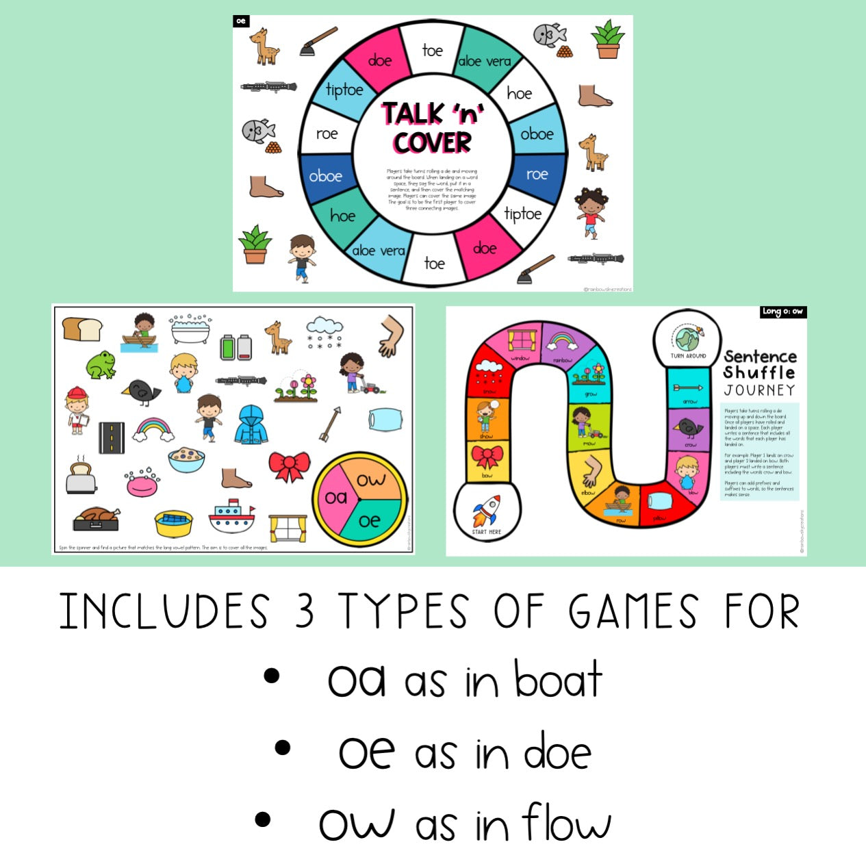 Long O Vowel Games | Reading Group Language Activity | Word Work Games