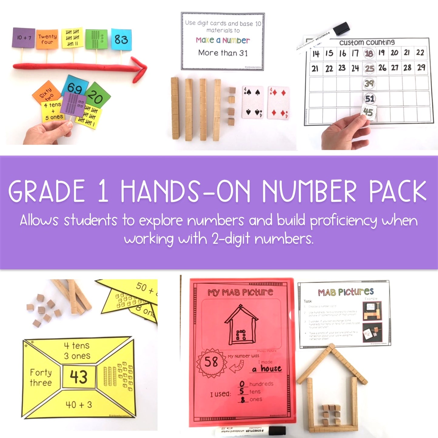 Hands-On Math BUNDLE | Place Value & Number Sense | Grade 1