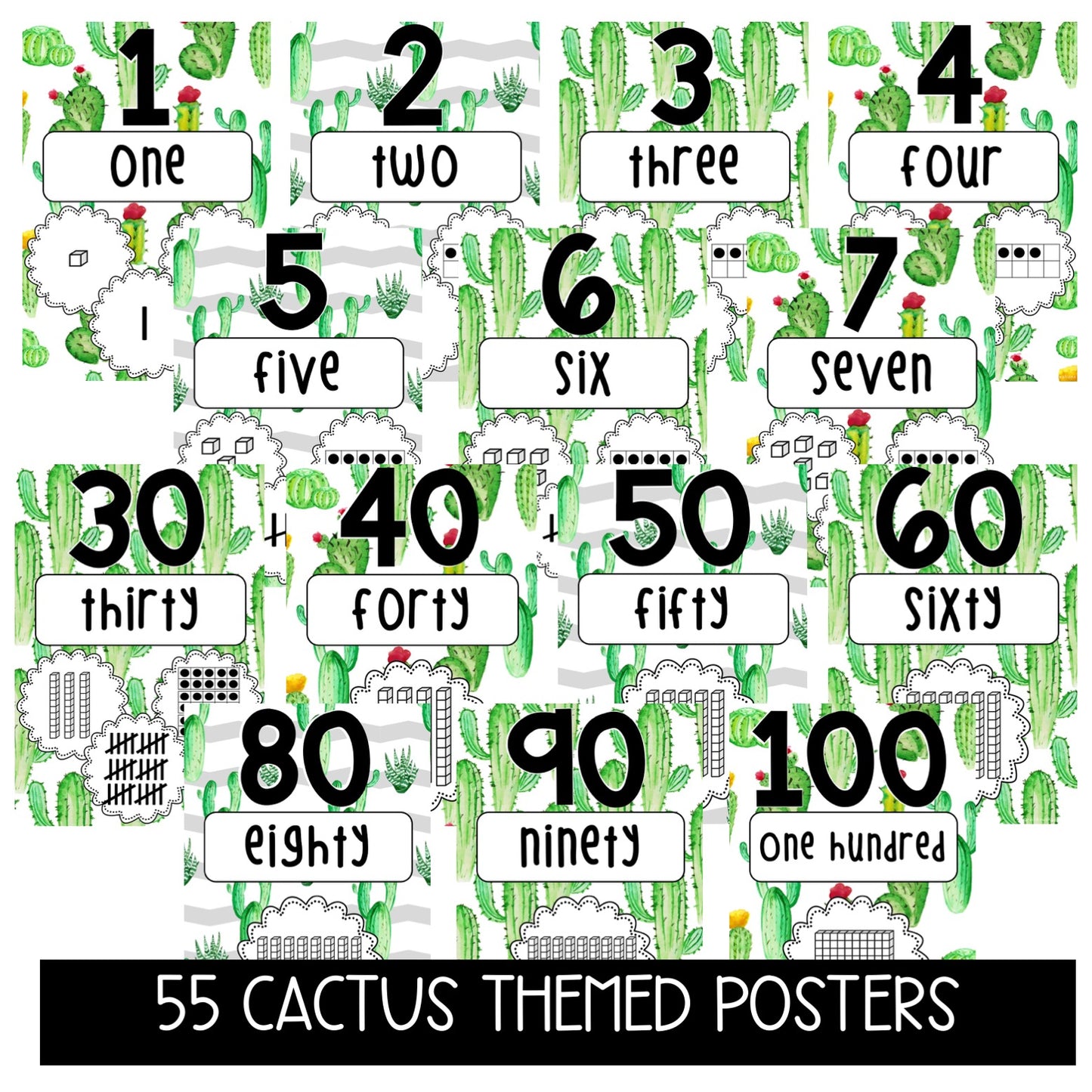 Number Posters 1-50 [Cactus & Succulent Theme]