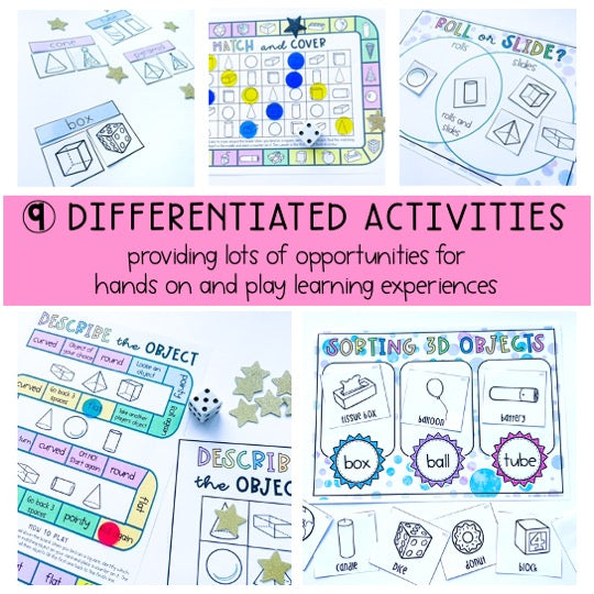 3D Objects Math Centres | Geometry | Kindergarten, Foundation, Prep