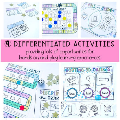 3D Objects Math Centres | Geometry | Kindergarten, Foundation, Prep