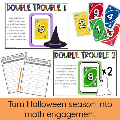 Halloween UNO Math Games - All Grades
