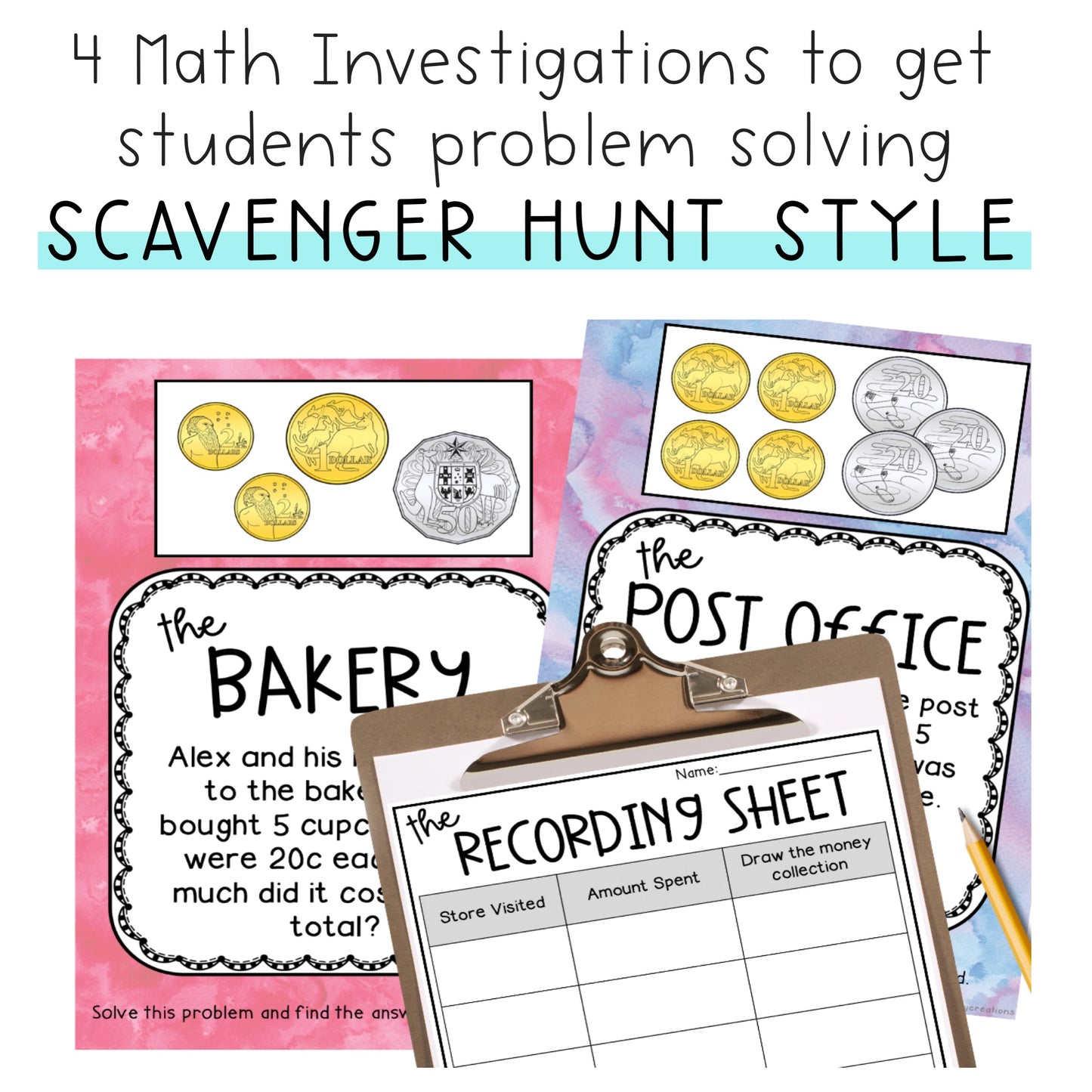 Math Investigations BUNDLE | Problem Solving | Scavenger Hunt | Grade 2