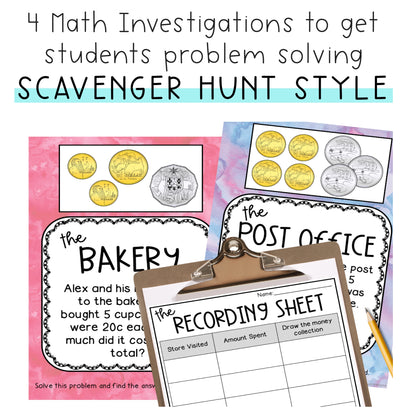 Math Investigations BUNDLE | Problem Solving | Scavenger Hunt | Grade 2