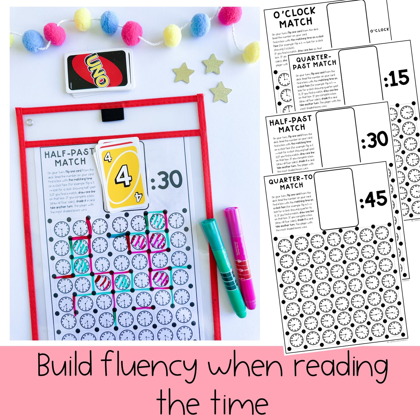 Telling the Time Game | Dots and Boxes Math Center