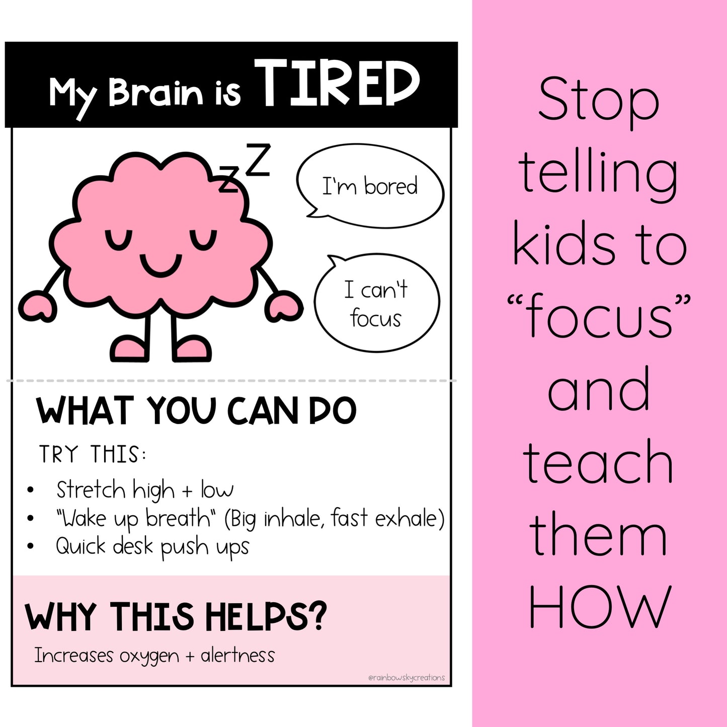 Self Regulation and Brain Break Posters for Kids