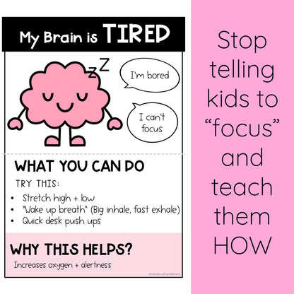 Self Regulation and Brain Break Posters for Kids