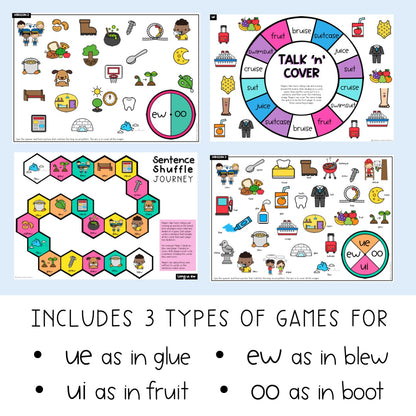 Long U Vowel Games | Reading Group Language Activity | Word Work Games