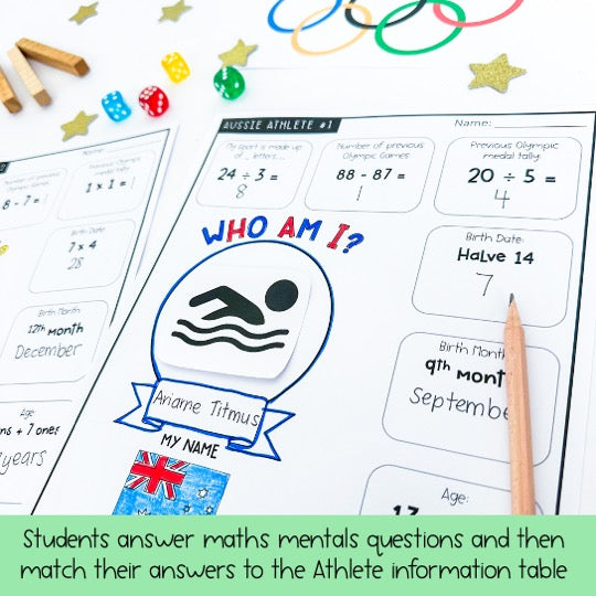 Olympic Games Maths Activity | Australian Athletes | Years 3-4