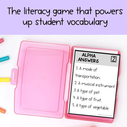 Alpha Answers Game | Vocabulary Game | Years 3, 4, 5, 6