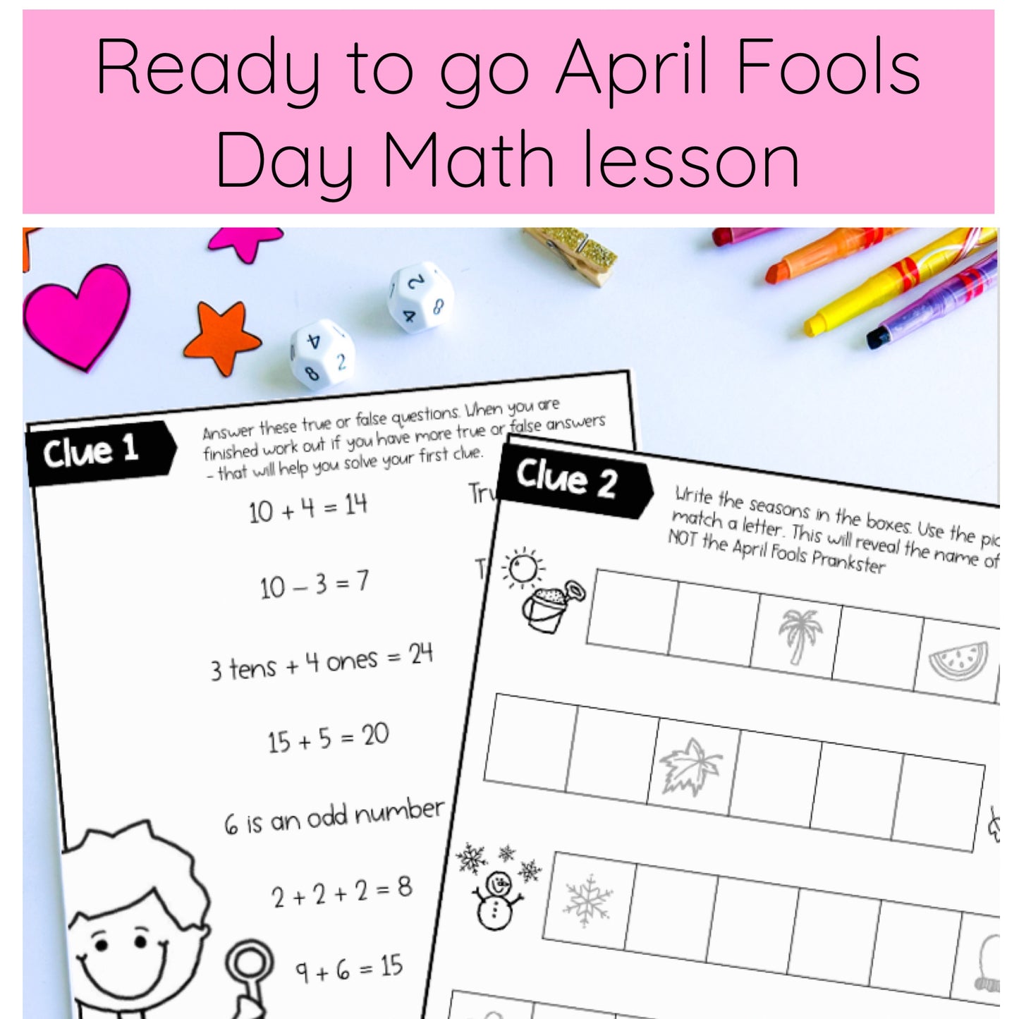 April Fools Day Math Code Cracker - Grade 1 & 2 April Escape Room