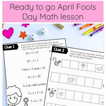 April Fools Day Math Code Cracker - Grade 1 & 2 April Escape Room