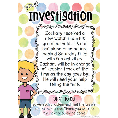 Telling The Time Scavenger Hunt | Analog Clock Word Problems | Grade 2