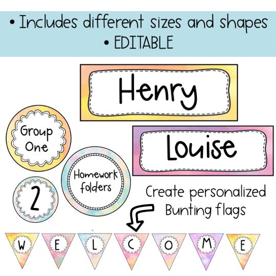 Editable Labels | Classroom Labels | Name Tags [Pastel Theme]