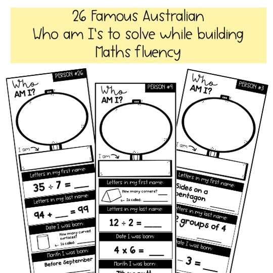 Australian Daily Mental Maths | Famous Australian Who Am I | Years 3-4