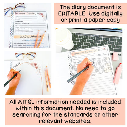 PD Diary | Professional Development Notes | AITSL Aligned Australia [Terracotta Arch Theme] [Digital & Printable]