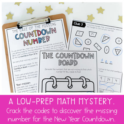 New Years Math Code Cracker - Escape Room (Grade 1-2)
