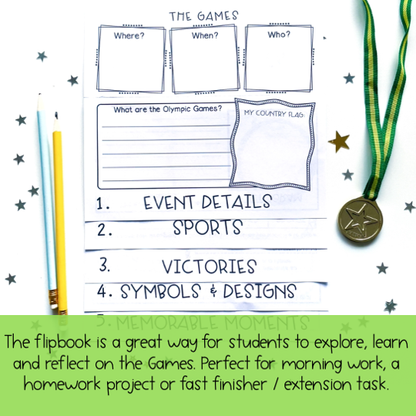 Olympic Games Reflective Journal Flipbook | Summer Sports | Grades 3-6 [Digital & Printable]