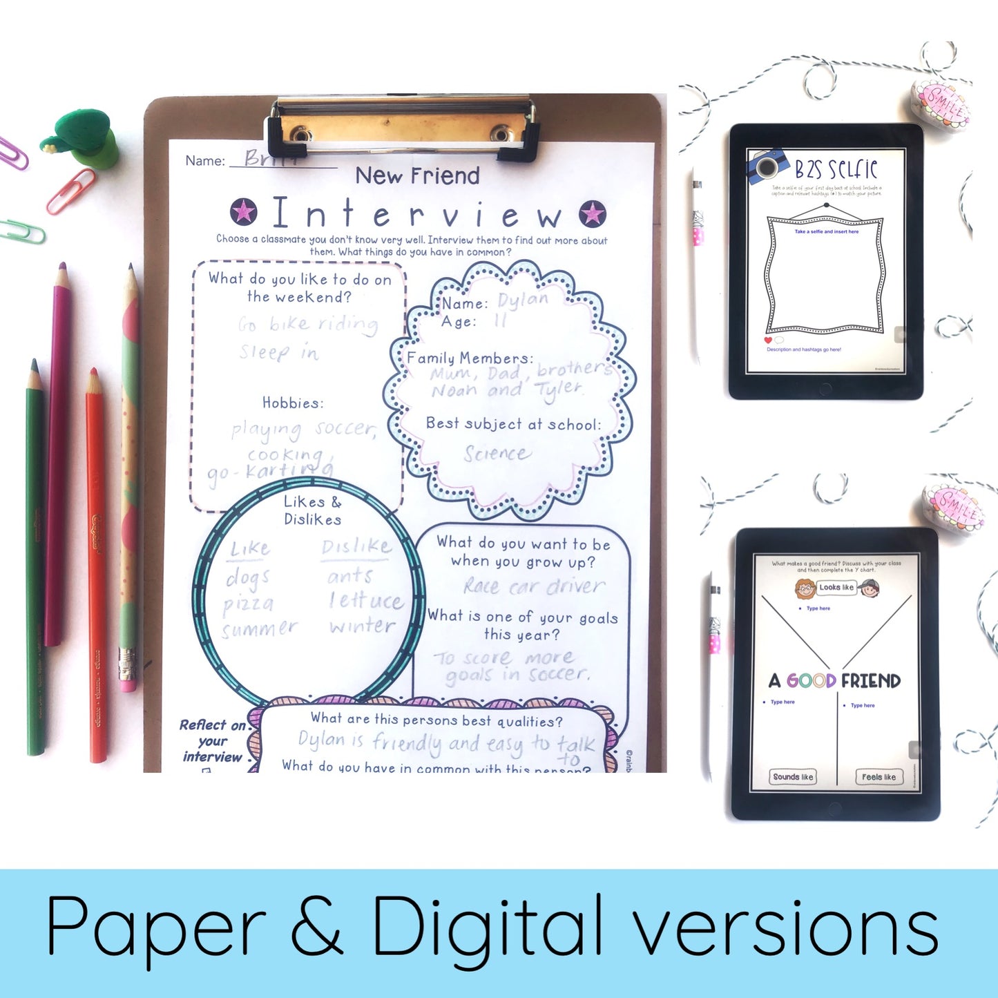 Back to School Activities Pack - Year 1 and 2 - NO PREP