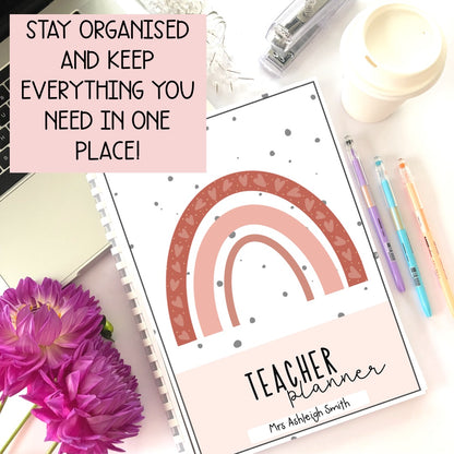 Australian Teacher Planner | Annual Teacher Diary [Neutral Rainbow Theme]