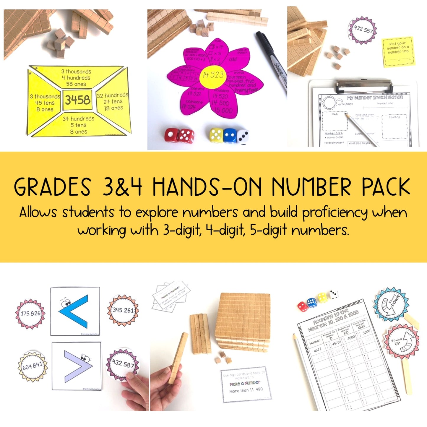 Hands-On Math BUNDLE | Place Value & Number Sense | Grade 3