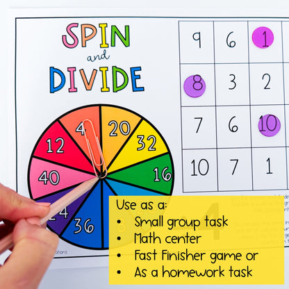 Division spinner games / Division games (divide by 2 - divide by 12)