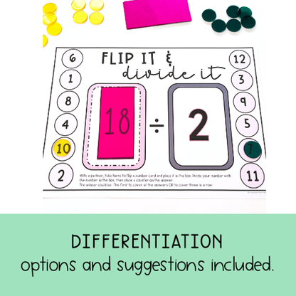 Division Fluency Games | Math Centres | Division Facts ÷2 To ÷12