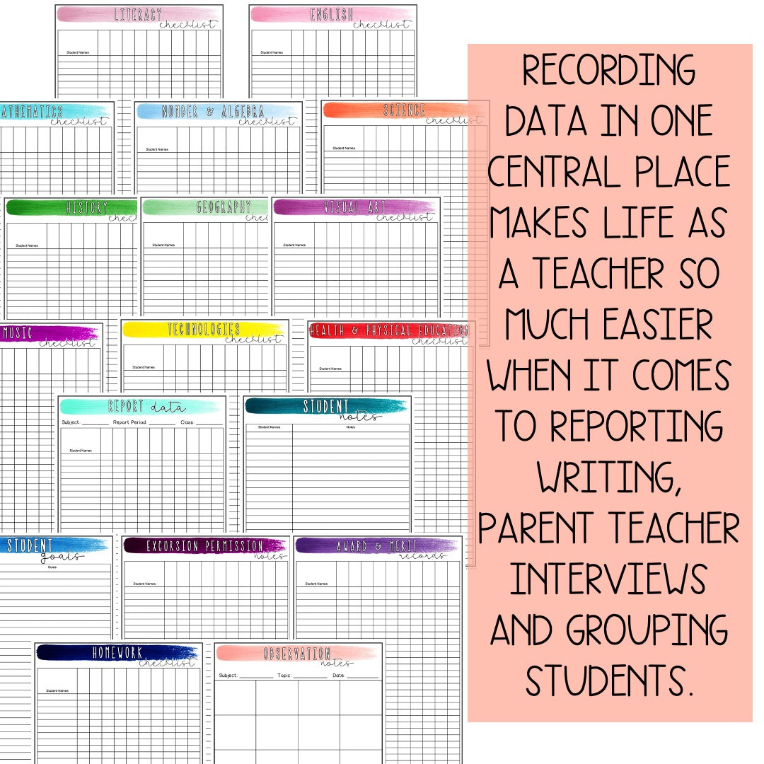 Teacher Assessment Book | Data Records [Terracotta Arch Theme] [Editable]