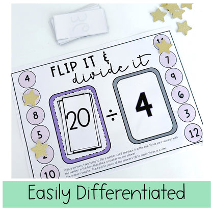 Division Flip it Games - Division Facts - Divide by 2 To 12