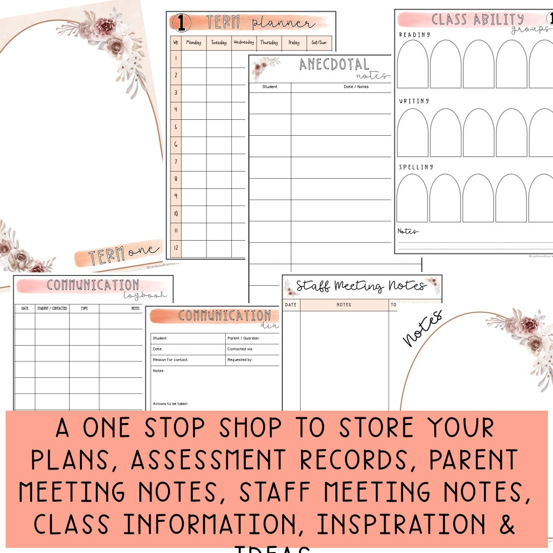 Editable Australian Teacher Planner | Annual Teacher Diary [Terracotta Arch Theme]