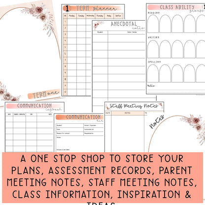 Editable Australian Teacher Planner | Annual Teacher Diary [Terracotta Arch Theme]