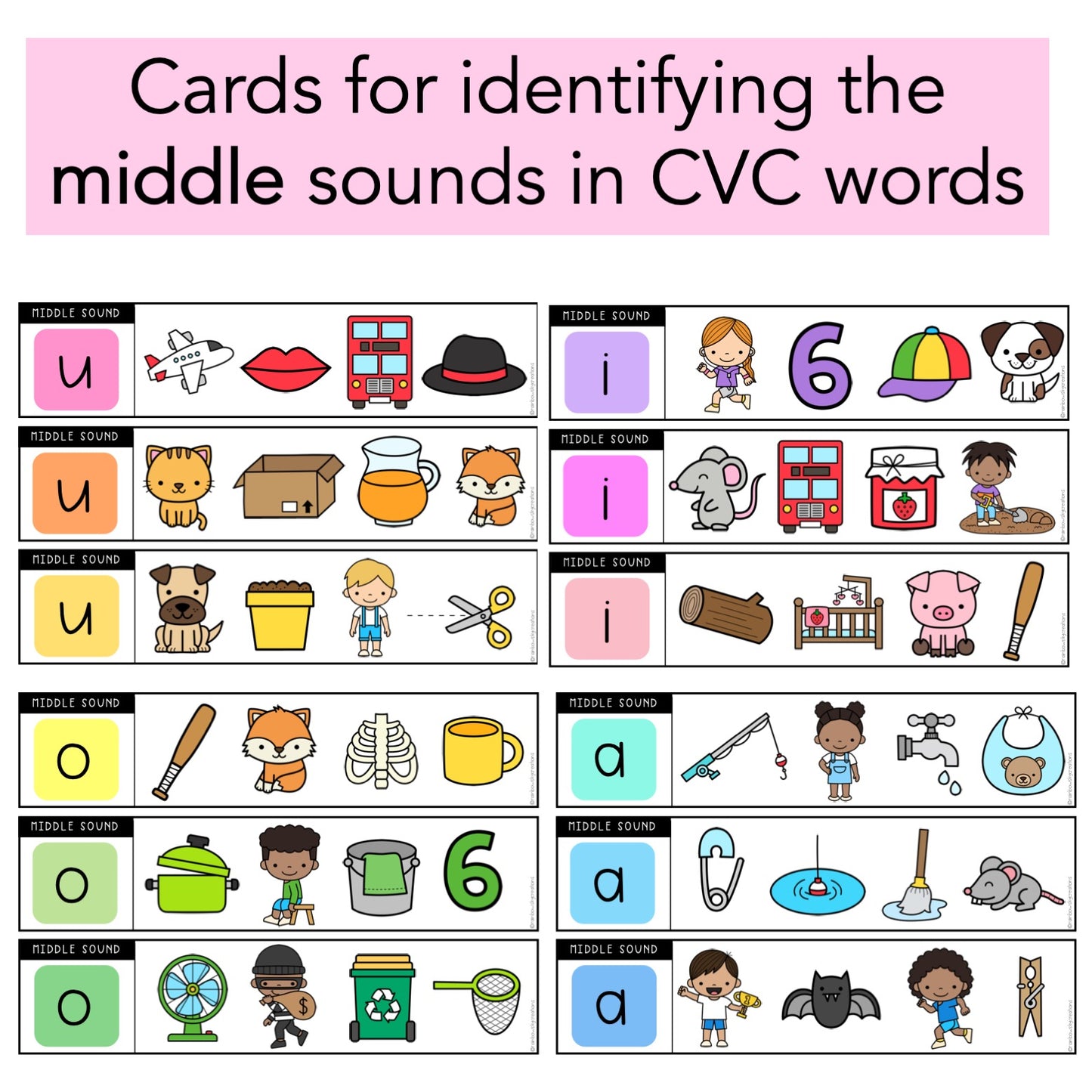 Phonics Clip Cards | Identifying Sound | Reading Centres