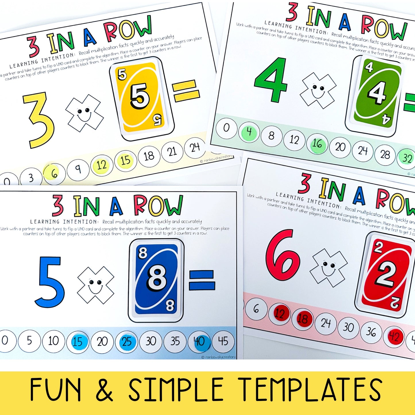 Uno Math Games BUNDLE - Grades 3-4 (Versions 1,2,3 & 4)