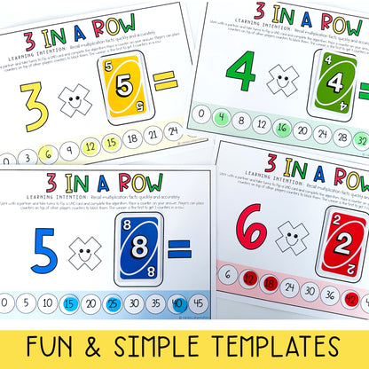 Uno Math Games BUNDLE - Grades 3-4 (Versions 1,2,3 & 4)