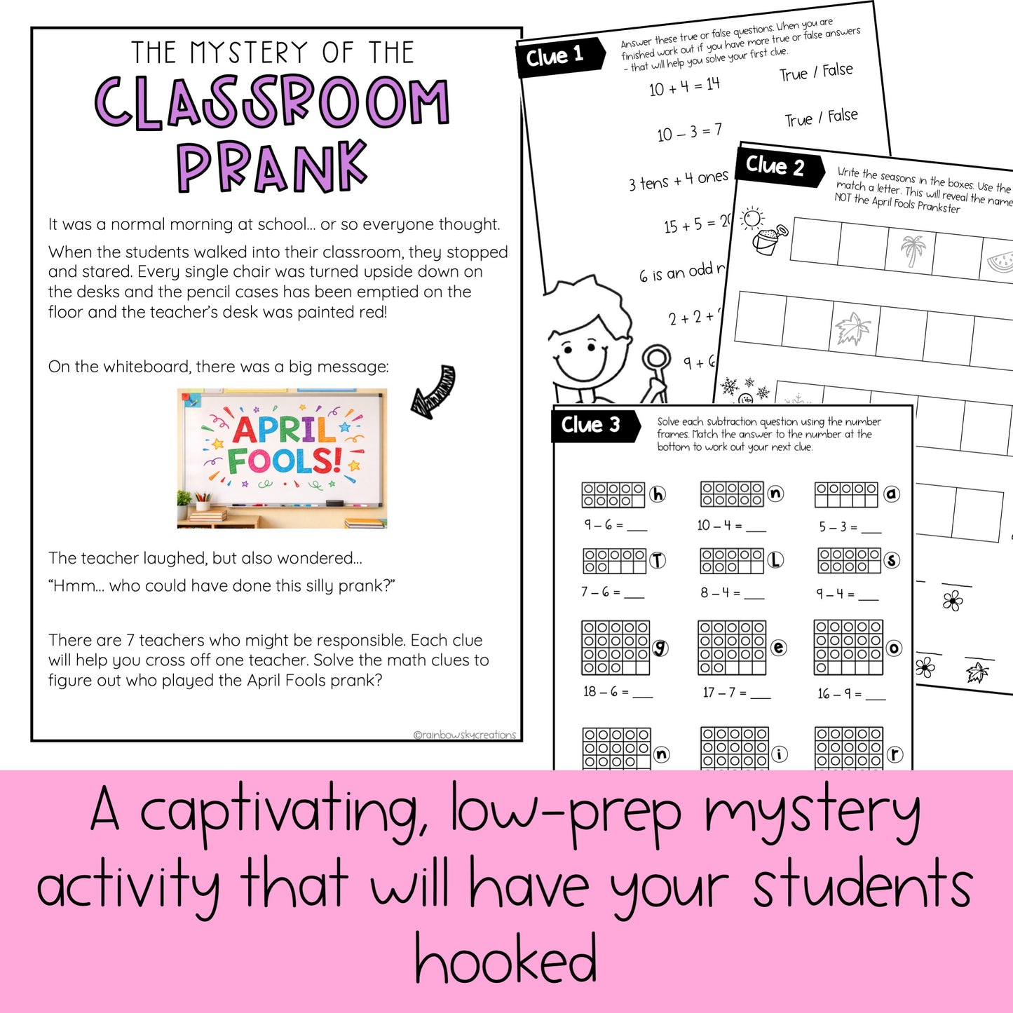 April Fools Day Math Code Cracker - Grade 1 & 2 April Escape Room