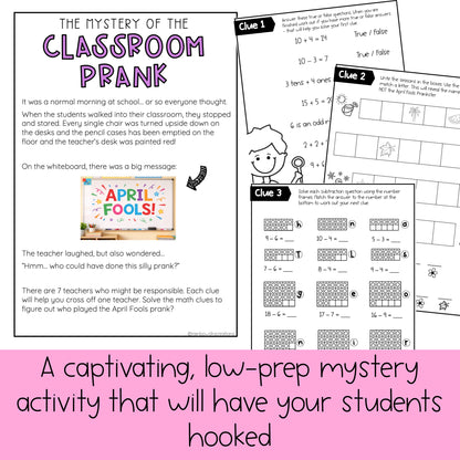 April Fools Day Math Code Cracker - Grade 1 & 2 April Escape Room