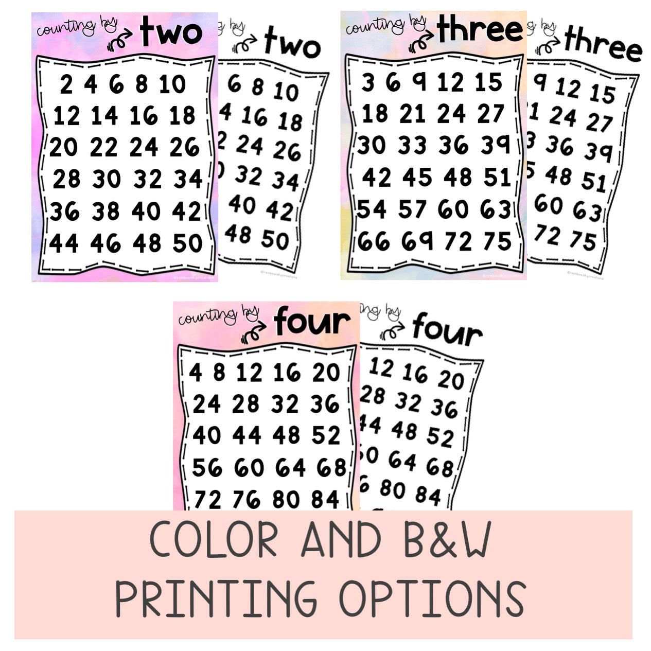 Skip Counting Posters | Maths Posters [Pastel Theme]