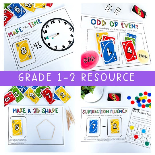 UNO Card Games BUNDLE | Math Centres | Kindergarten - Grade 6 [VERSION 2]