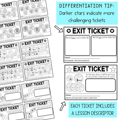 Australian Money Exit Tickets | Exit Slips | Maths Assessment | Year 2