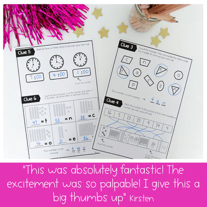 New Years Math Code Cracker - Escape Room (Grade 1-2)