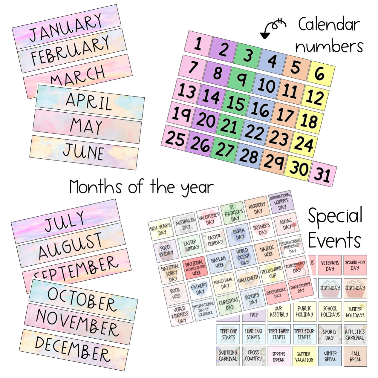 Daily & Monthly Calendar Display [Pastel Theme]