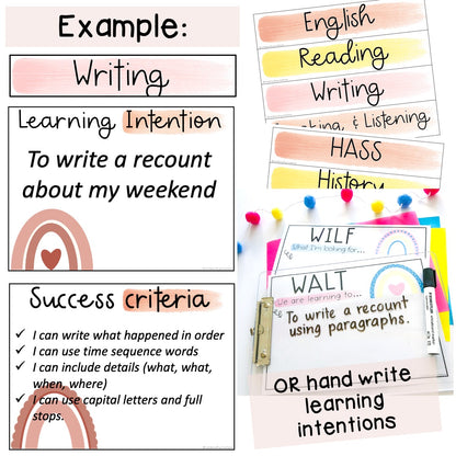 Editable Learning Intention Posters [Neutral Rainbow Theme]