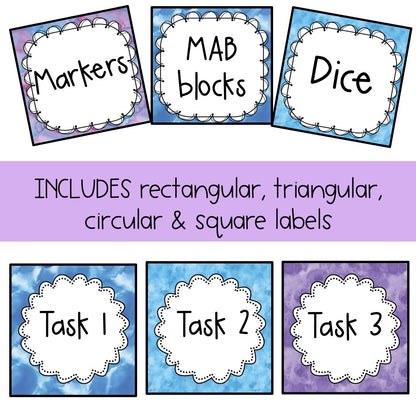 Editable Labels | Classroom Labels | Name Tags [Blue & Purple Pastel Theme]