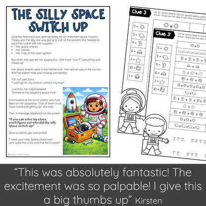 Space Math Code Cracker - Escape Room (Grades 1-2)