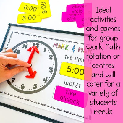 Telling Time Math Centres | Time Play Activities | Kindergarten, Foundation, Prep